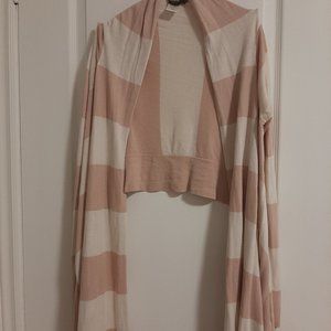 BCBG wrap sweater cardigan. Pink and Ivory striped size xs